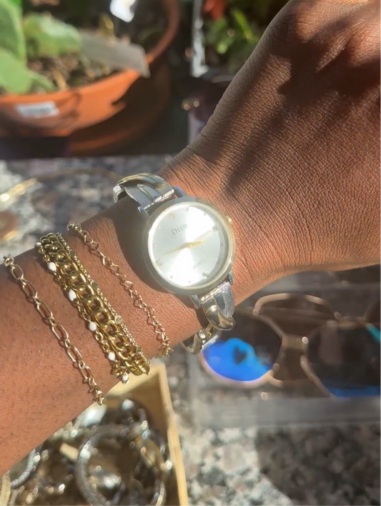 Vintage Watch (Silver & Gold)