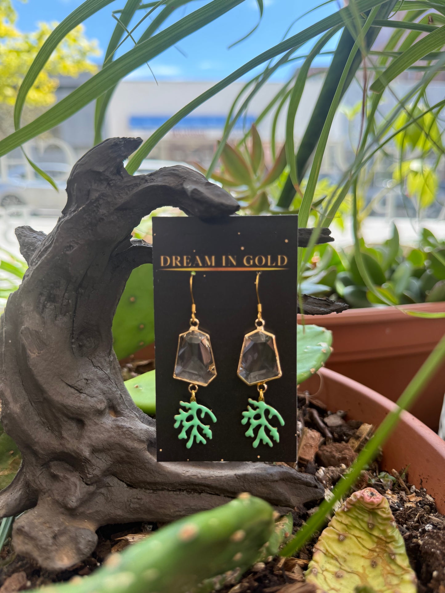 Statement Earrings Golden Coral