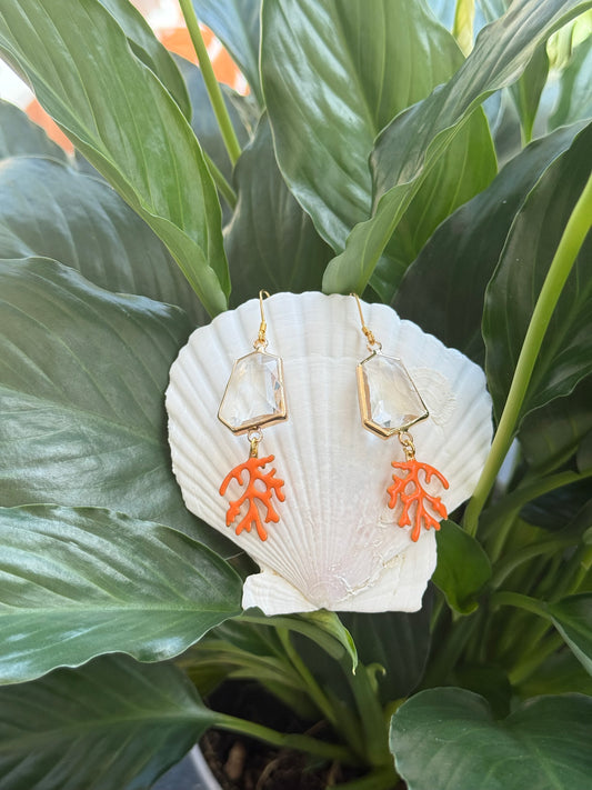 Statement Earrings Golden Coral