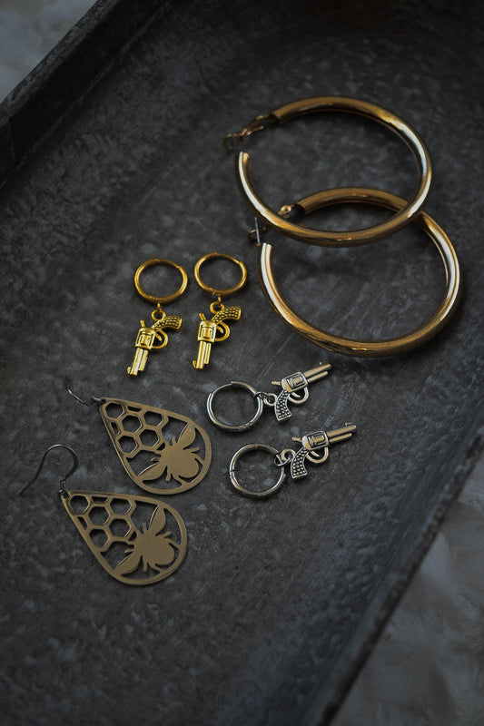 Gold Heavy Hoops Earrings