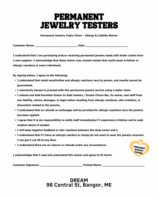 Permanent Jewelry TESTER Appointments