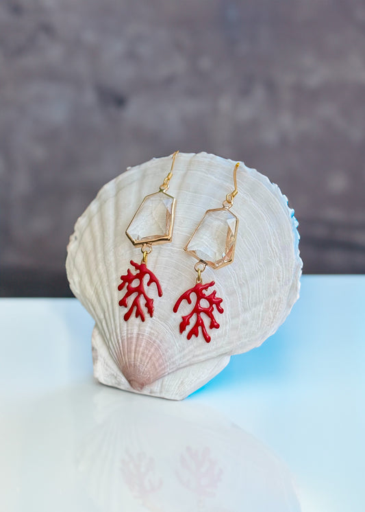 Statement Earrings Golden Coral
