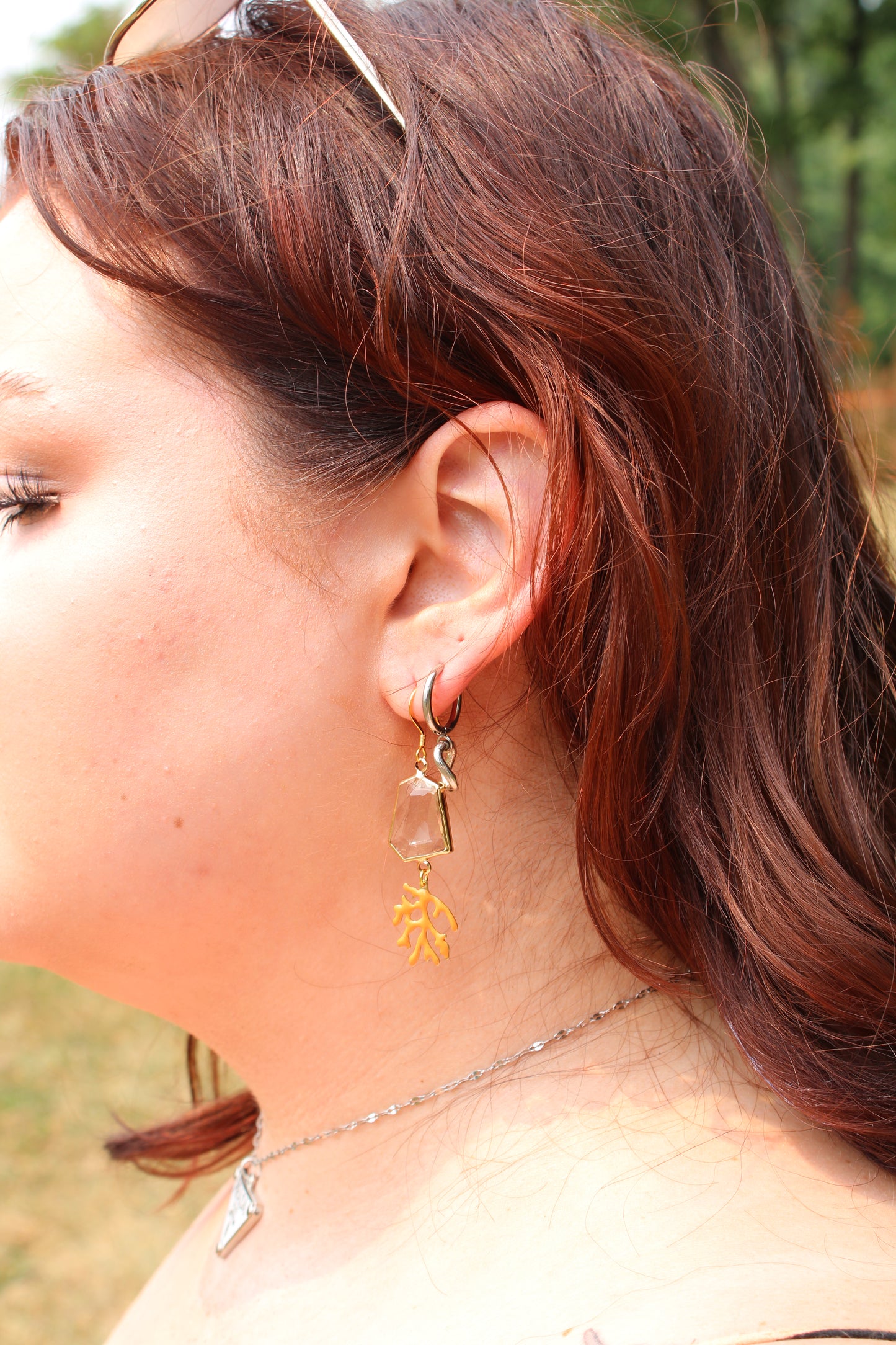 Statement Earrings Golden Coral