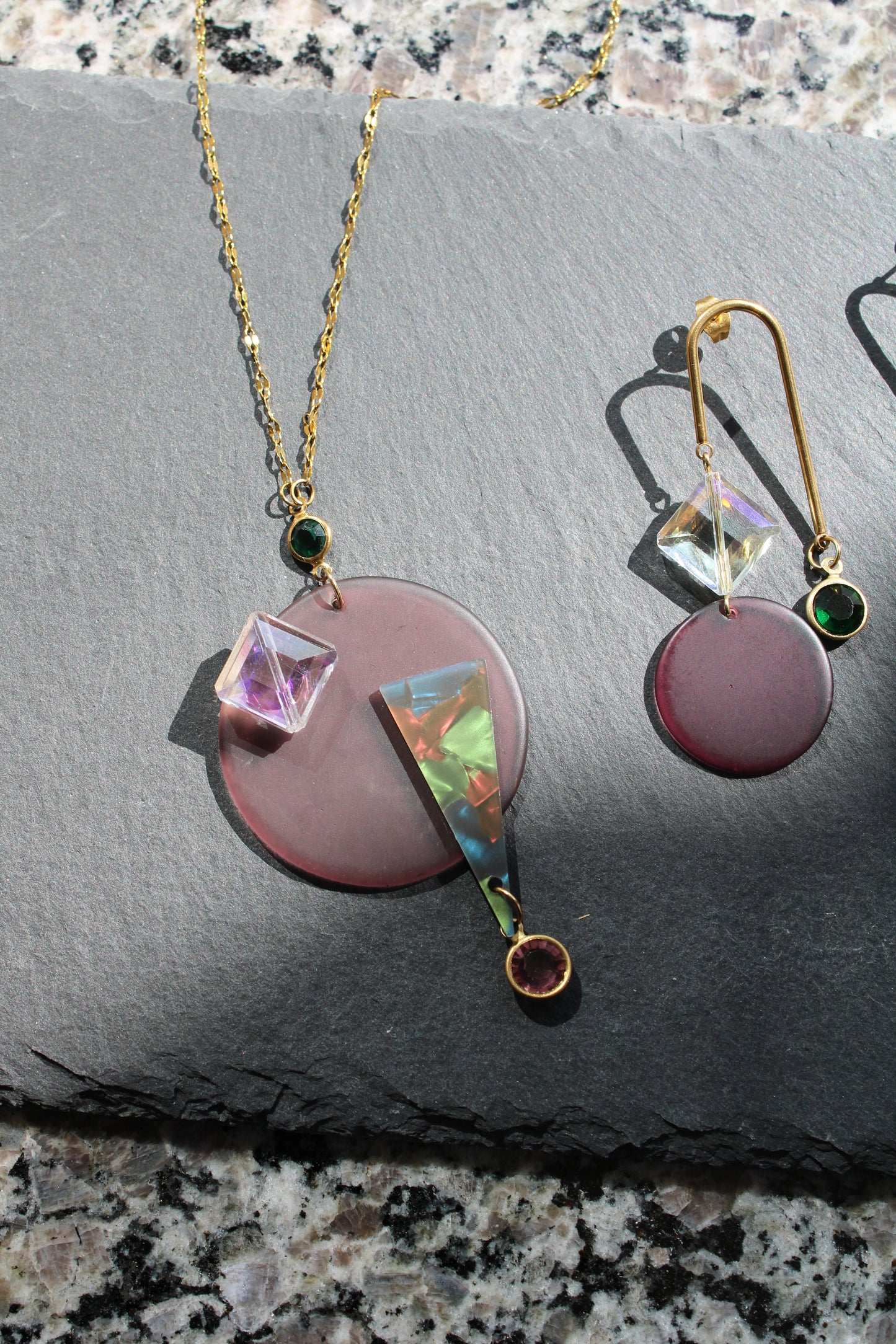 Statement Glass Necklace & Earrings