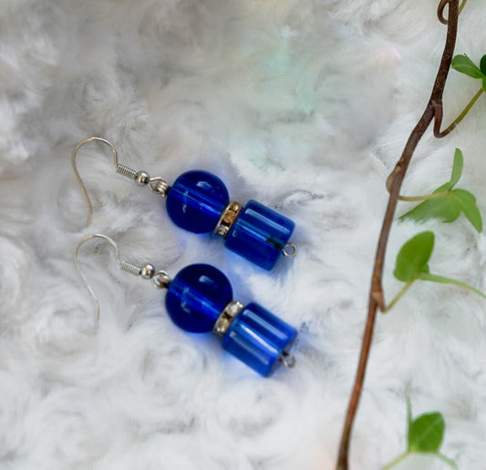 Statement Blue Glass Earrings