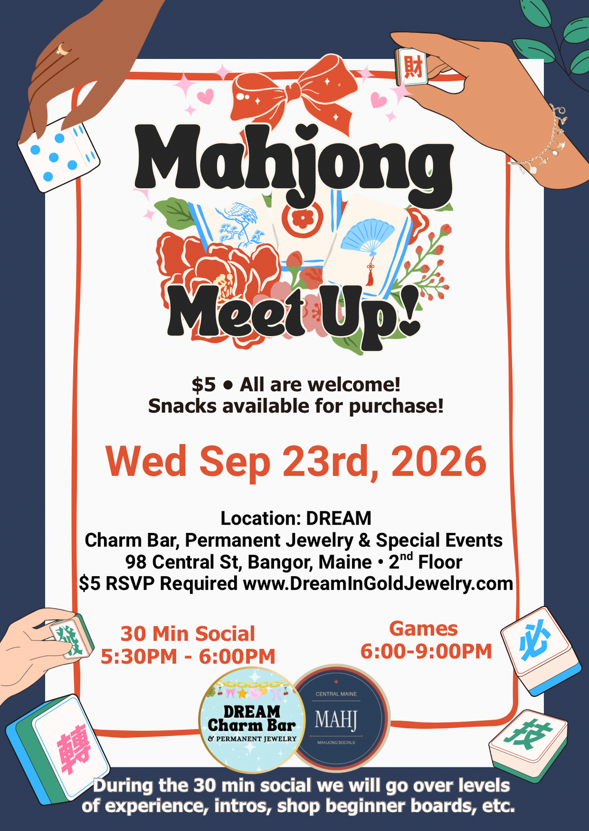 Workshop - Mahjong Meet Ups $5 • Sept 23 • 5:30PM