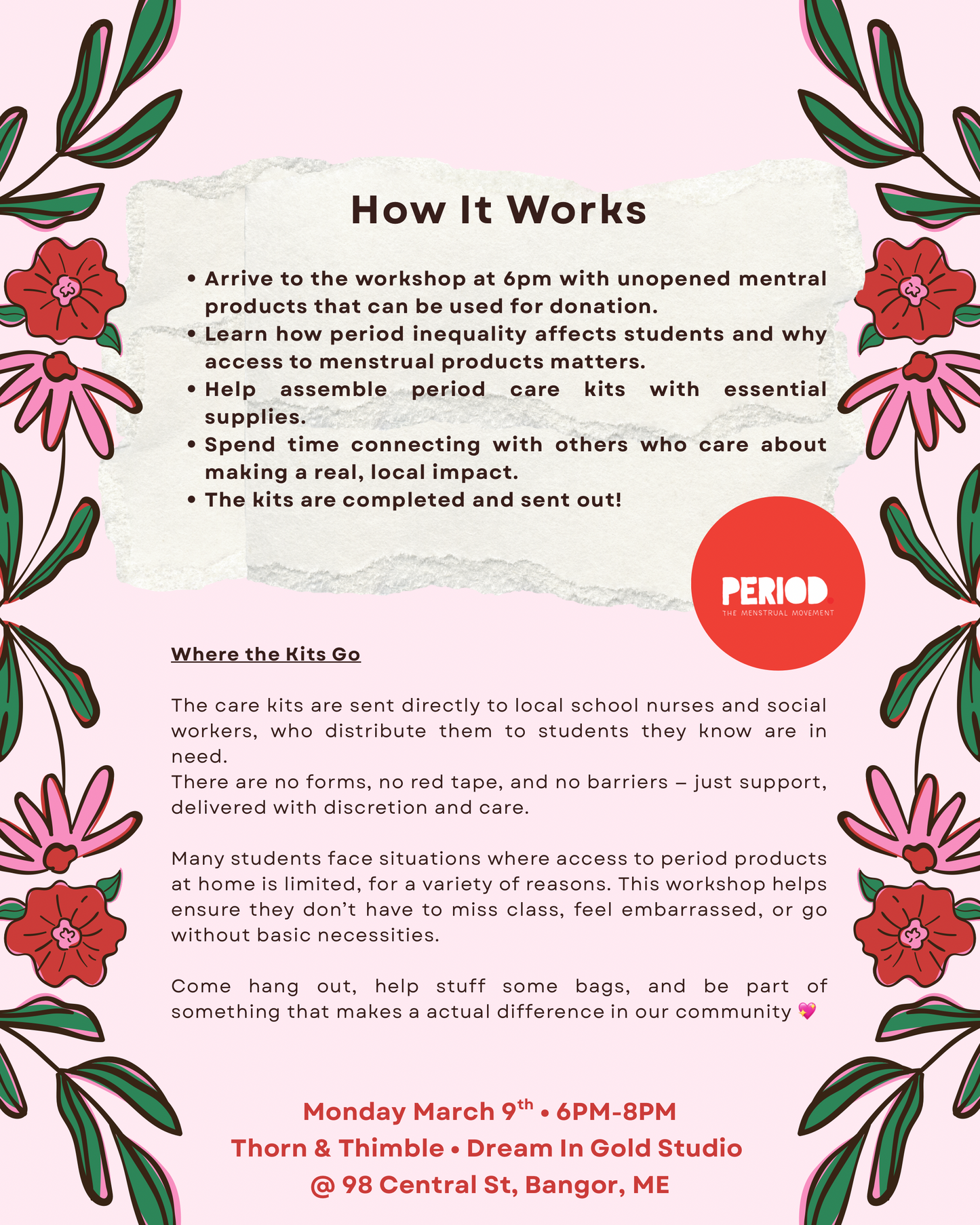Period Drive - Workshop (Menstrual Monday 3/9)