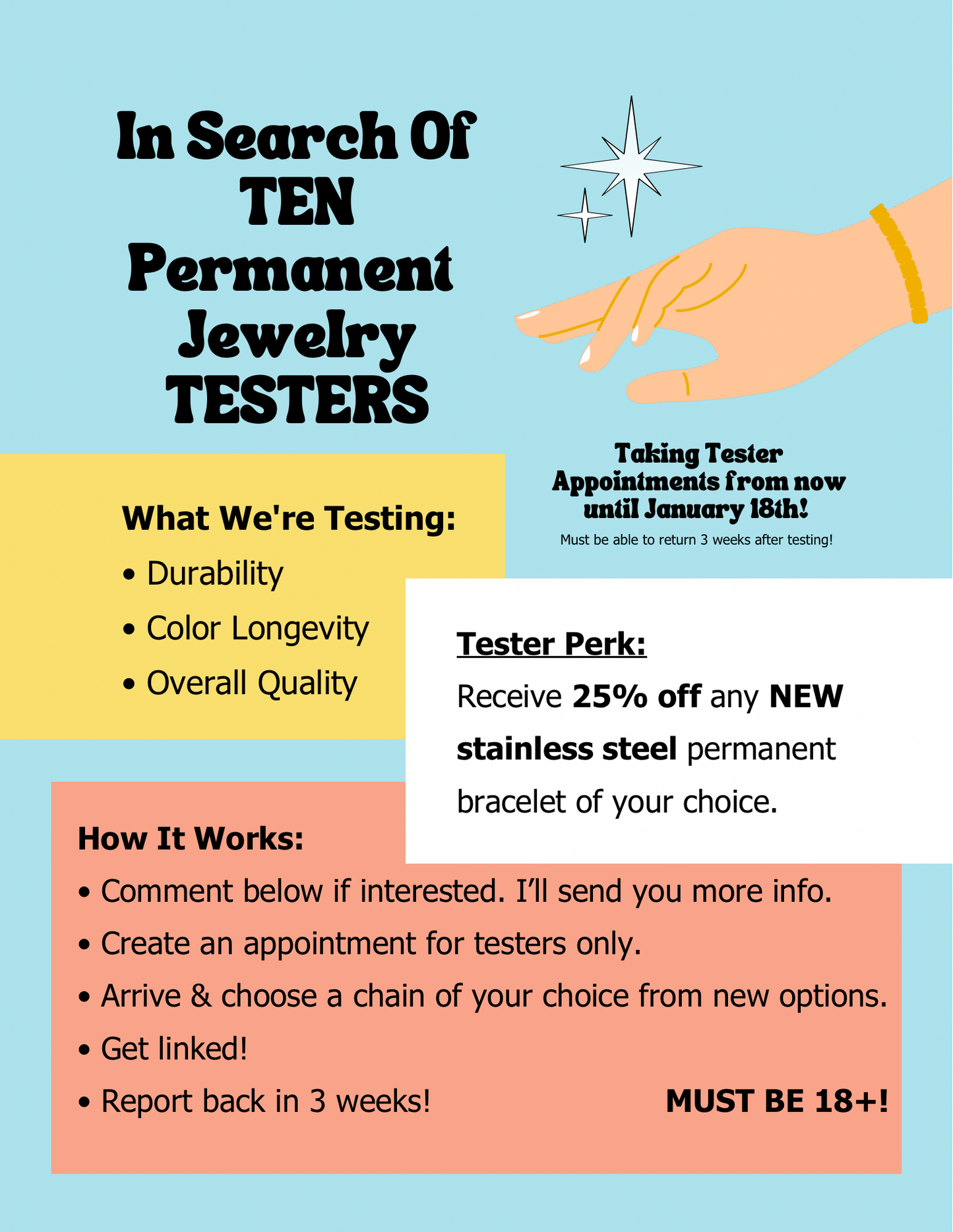 Permanent Jewelry TESTER Appointments