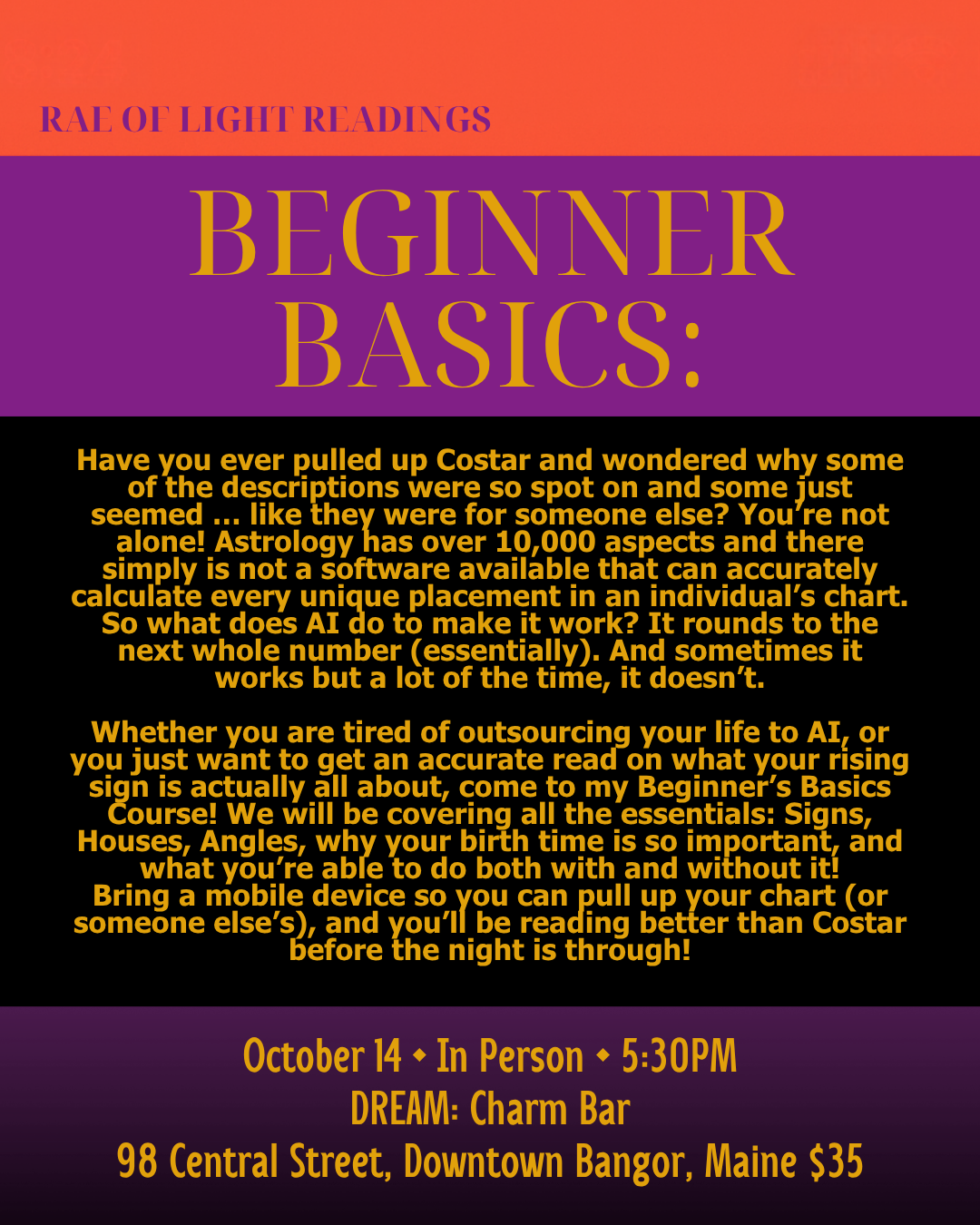 Workshop - Astrology With Out AI by Rae of Light Readings
