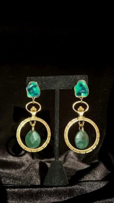 Alaskan Jade on Marble Green Earrings