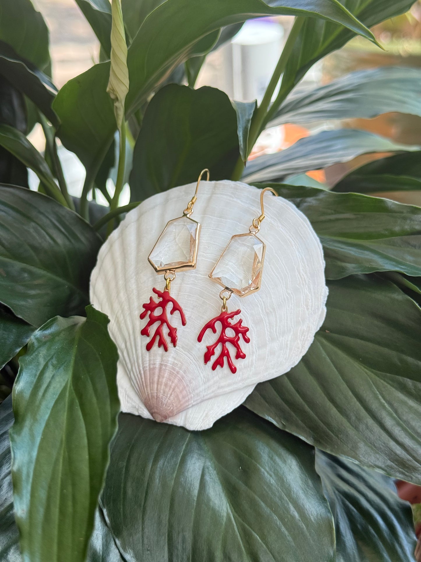 Statement Earrings Golden Coral