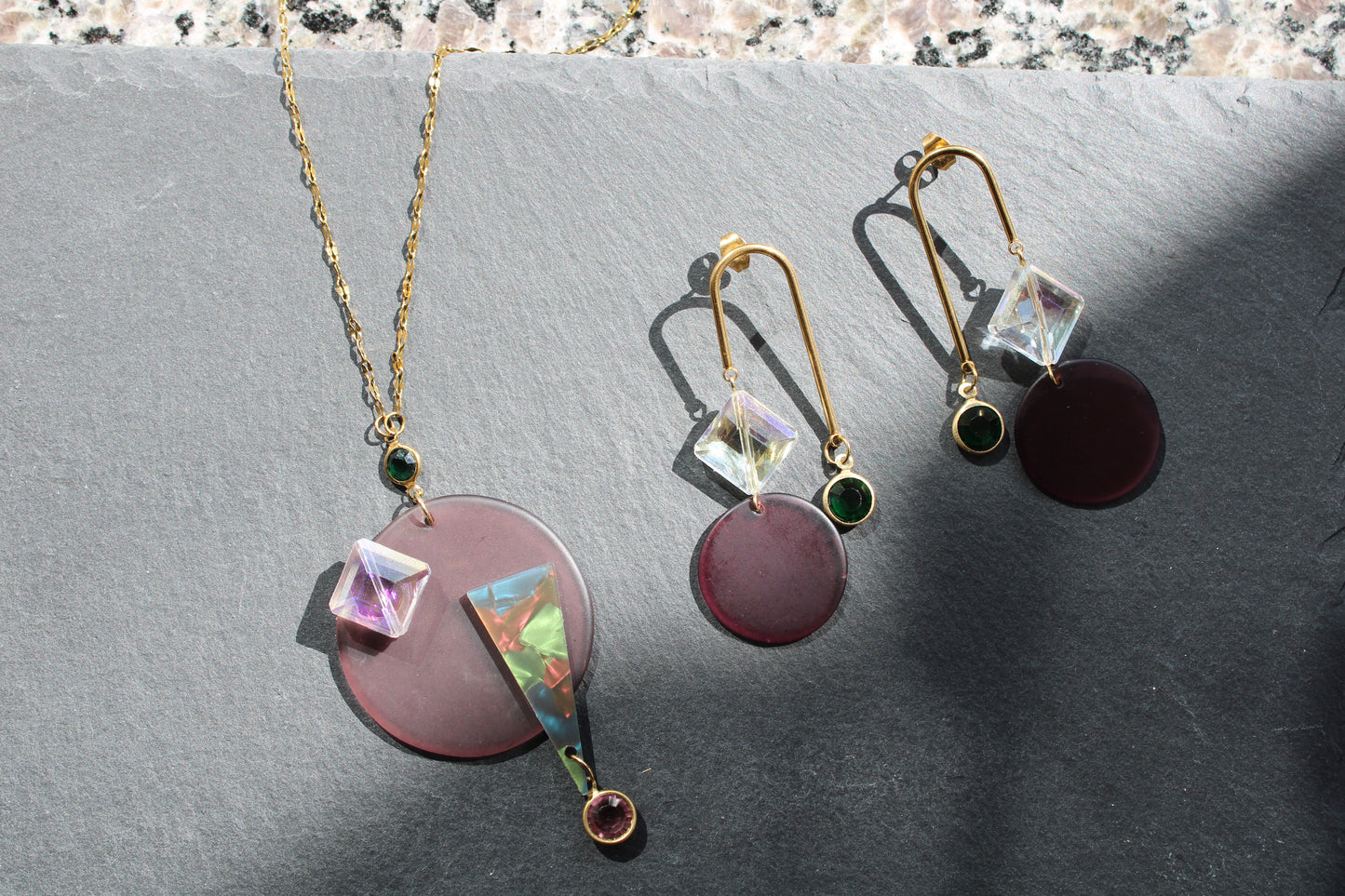 Statement Glass Necklace & Earrings