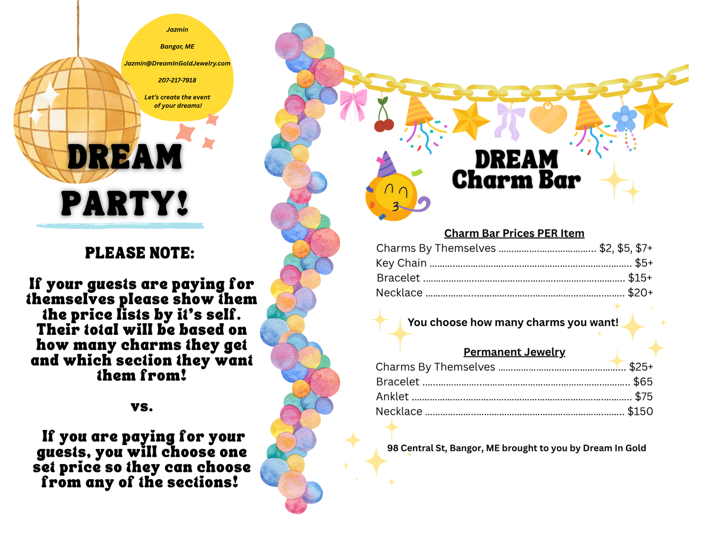 Charm Bar Party Estimate