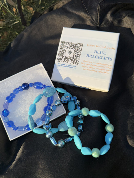 Blue Bracelets for Peace (each one is different than photo)