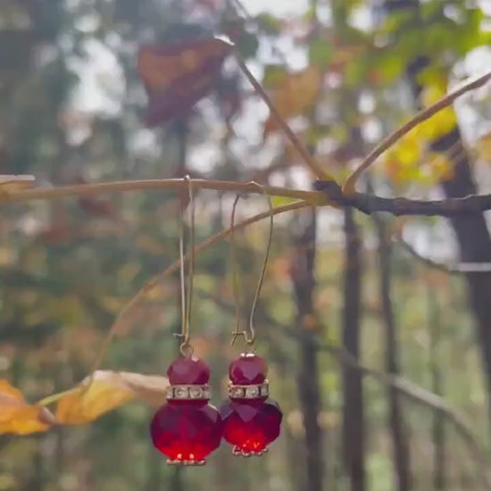 Red Glass Bead Earrings One of a Kind