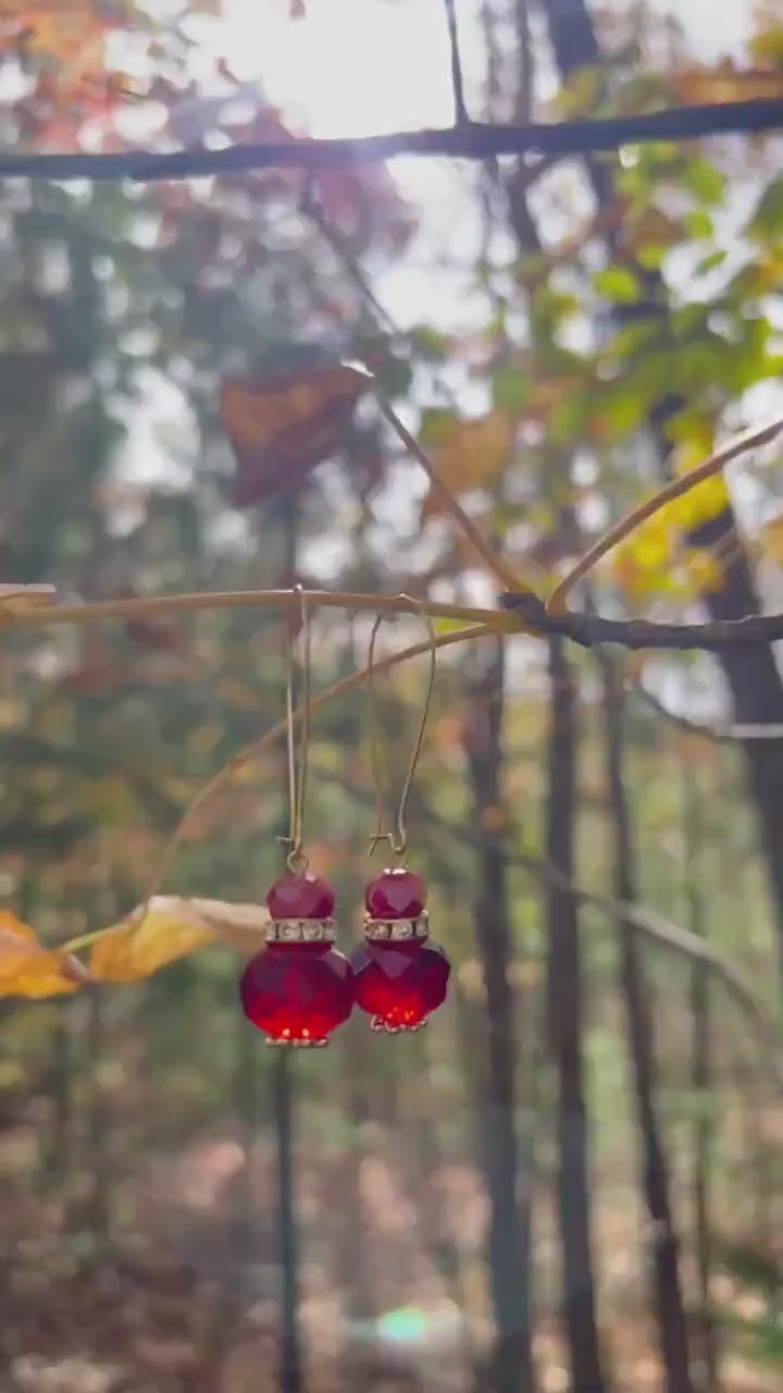 Red Glass Bead Earrings One of a Kind